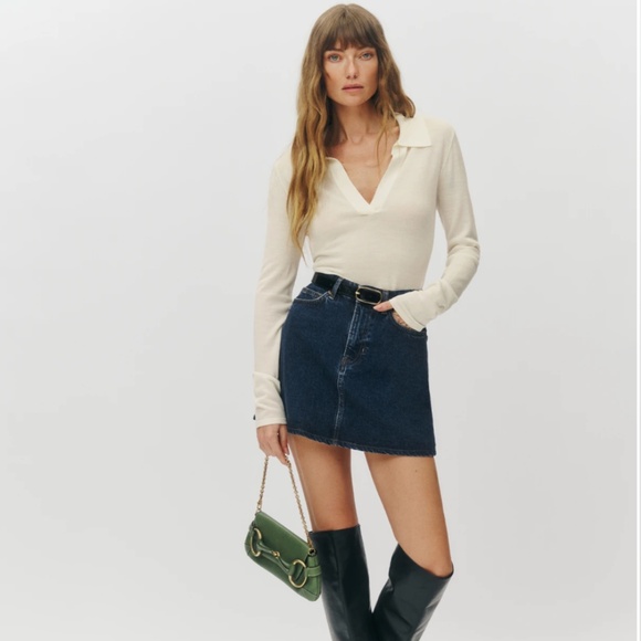 Reformation Lydia High Rise Denim Mini Skirt - Picture 1 of 3